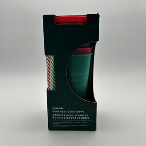 Starbucks 2019 Limited Edition Holiday Reusable Cold Cups with Lids and Straws